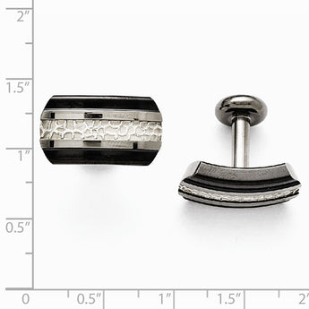 Titanium Black Ti/Sterling Silver Polished Cuff Links