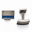 Titanium Grey Ti Brushed Blue Anodized Stripe Cuff Links