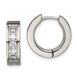 Titanium Polished with CZ 5.00mm Hinged Hoop Earrings