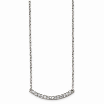Titanium Polished with CZ Bar 20.5in Necklace