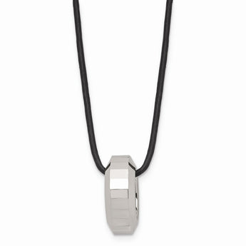 Tungsten Polished Leather Cord Necklace