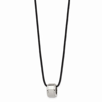 Tungsten Polished Leather Cord Necklace