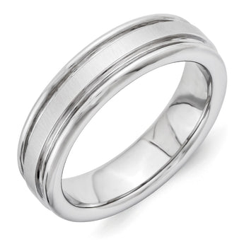 Vitalium Cross Satin Finish Center Rounded Edge 6mm Band