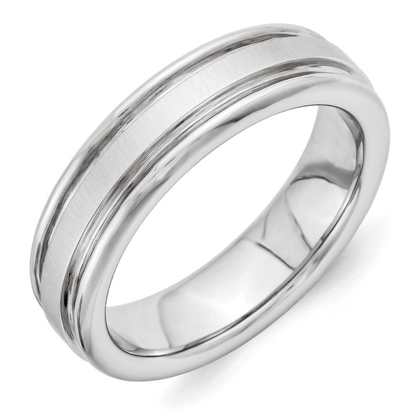 Vitalium Cross Satin Finish Center Rounded Edge 6mm Band