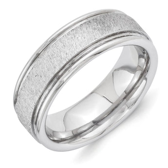 Vitalium Cross Grain Finish Center Rounded Edge 8mm Flat Band