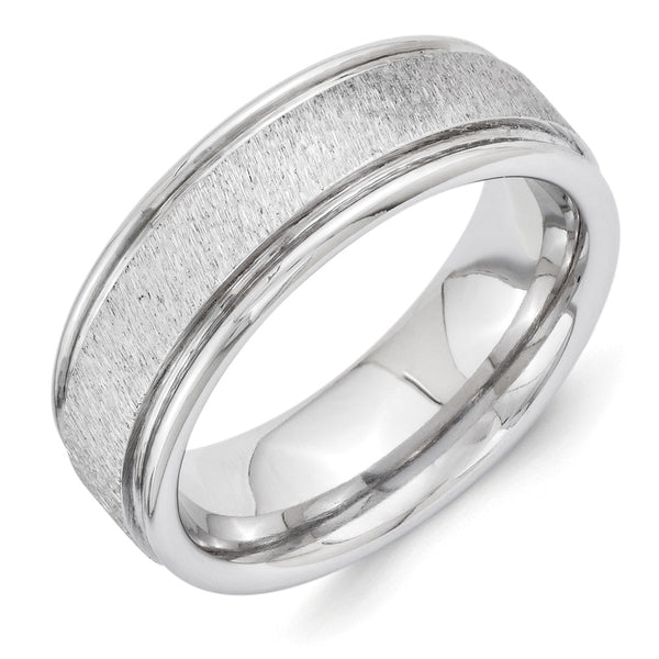 Vitalium Cross Grain Finish Center Rounded Edge 8mm Flat Band