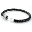 Braided Black Leather Mens Bracelet 6 MM 8.50 Inches with Stainless Steel Magnetic Clasp - Birthstone Company