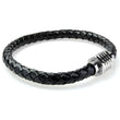 Braided Black Leather Mens Bracelet 6 MM 8.50 Inches with Stainless Steel Magnetic Clasp - Birthstone Company