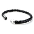 Braided Black Leather Mens Bracelet 6 MM 8.50 Inches with Stainless Steel Magnetic Clasp - Birthstone Company