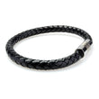 Braided Black Leather Mens Bracelet 6 MM 8.50 Inches with Stainless Steel Magnetic Clasp - Birthstone Company