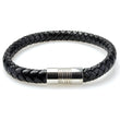 Braided Black Leather Mens Bracelet 6 MM 8.50 Inches with Stainless Steel Magnetic Clasp - Birthstone Company