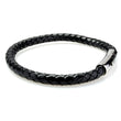 Braided Black Leather Mens Bracelet 6 MM 8.50 Inches with Stainless Steel Magnetic Clasp - Birthstone Company
