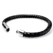 Braided Black Leather Mens Bracelet 6 MM 8.50 Inches with Stainless Steel Magnetic Clasp - Birthstone Company