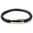 Braided Black Leather Mens Bracelet 6 MM 8.50 Inches with Stainless Steel Magnetic Clasp - Birthstone Company