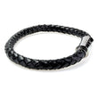 Braided Black Leather Mens Bracelet 6 MM 8.50 Inches with Stainless Steel Magnetic Clasp - Birthstone Company