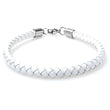 Braided White Leather Mens Bracelet 6 MM 8.50 Inches with Stainless Steel Magnetic Clasp - Birthstone Company