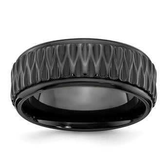 Black Zirconium Polished Grooved 8mm Band