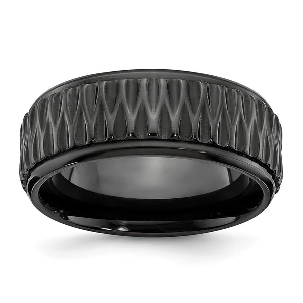 Black Zirconium Polished Grooved 8mm Band