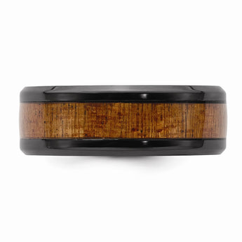 Black Zirconium Polished with Wood Inlay 8mm Band