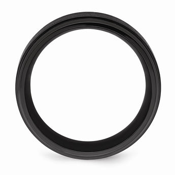 Black Zirconium Polished with Brushed Center Beveled Edge 9mm Band