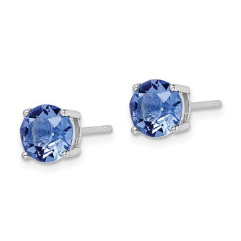 Sterling Silver Rhodium-Plated Blue Swarovski Crystal Birthstone Earrings - Birthstone Company