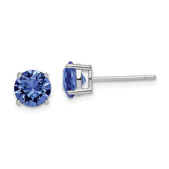 Sterling Silver Rhodium-Plated Blue Swarovski Crystal Birthstone Earrings - Birthstone Company