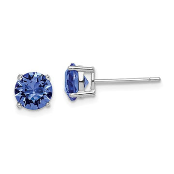 Sterling Silver Rhodium-Plated Blue Swarovski Crystal Birthstone Earrings - Birthstone Company