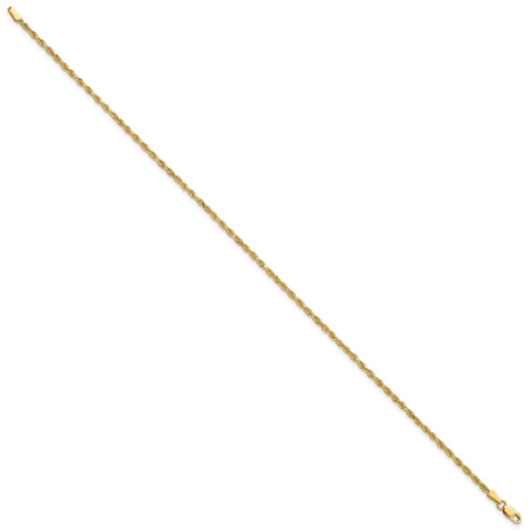 14K 10 inch 2mm Diamond-cut Rope with Lobster Clasp Anklet