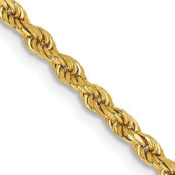 14K Gold Women's Diamond-Cut Rope Chain with Lobster Clasp - 22