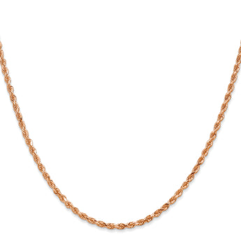 14K Rose Gold 18 inch 2.25mm Diamond-cut Rope with Lobster Clasp Chain