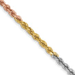 14K Tri-colored 24 inch 2.9mm Diamond-cut Rope with Lobster Clasp Chain