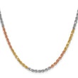 14K Tri-colored 18 inch 3mm Diamond-cut Rope with Lobster Clasp Chain