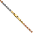14K Tri-colored 18 inch 3mm Diamond-cut Rope with Lobster Clasp Chain