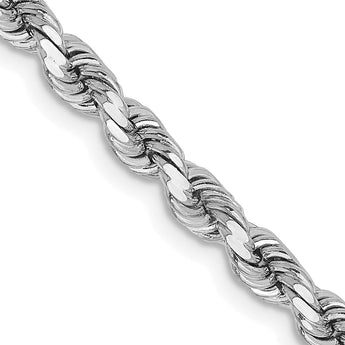 14K White Gold 30 inch 3.75mm Diamond-cut Rope with Lobster Clasp Chain