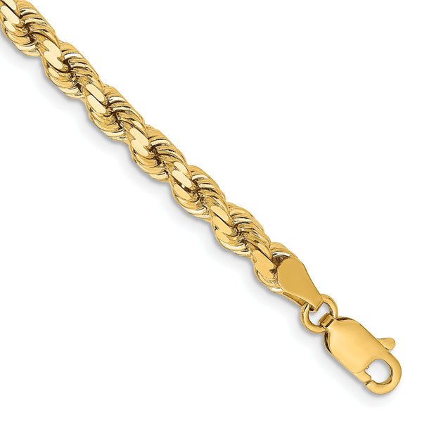 14K 9 inch 4.25mm Diamond-cut Rope with Lobster Clasp Chain