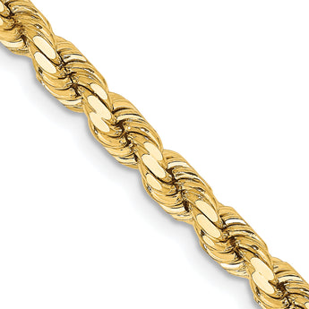 14K 30 inch 4.25mm Diamond-cut Rope with Lobster Clasp Chain