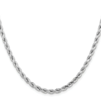 14K White Gold 18 inch 4.25mm Diamond-cut Rope with Lobster Clasp Chain