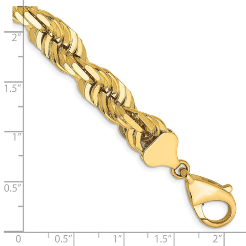 14K 9 inch 10mm Diamond-cut Rope with Fancy Lobster Clasp Chain