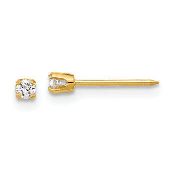 Inverness 14k Polished 2.4mm .10ct Lab Grown Diamond Stud Post Piercing Earrings