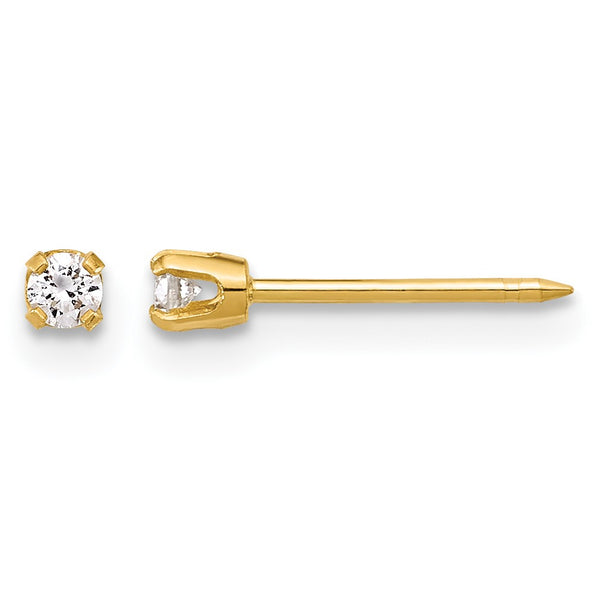 Inverness 14k Polished 2.4mm .10ct Lab Grown Diamond Stud Post Piercing Earrings - Birthstone Company