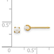 14K Gold Simulated Pearl Post Earrings Elegant 3mm White Pearls