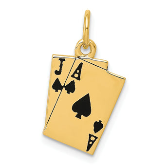 10k Enameled Blackjack Playing Cards Charm