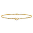 10k Diamond-cut Open Heart Rope 9inch Anklet