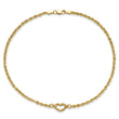10k Diamond-cut Open Heart Rope 9inch Anklet