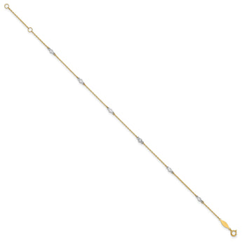 10k Two-tone CZ 9in Plus 1in ext. Anklet