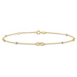 10K Two-Tone Diamond-cut Beads and Infinity 10in Plus 1in ext. Anklet