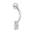 10K White Gold Belly Dangle with Square CZ Rhodium Finish