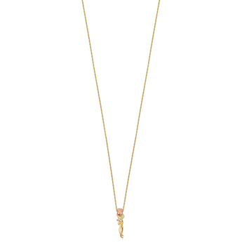 10K Tri-Color Black Hills Gold Necklace with Diamond Accent Elegant Charm