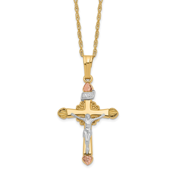 10k & 14k Gold Filled w/ 12k Accents Cross Necklace 18 in - Birthstone Company