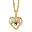 10K Tri-Color Gold Heart Garnet Necklace with Polished Elegant Finish